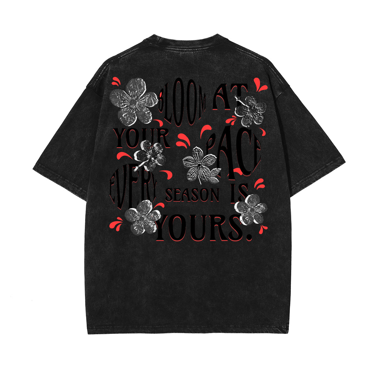 Stone-Washed Flower Graphic T-Shirt