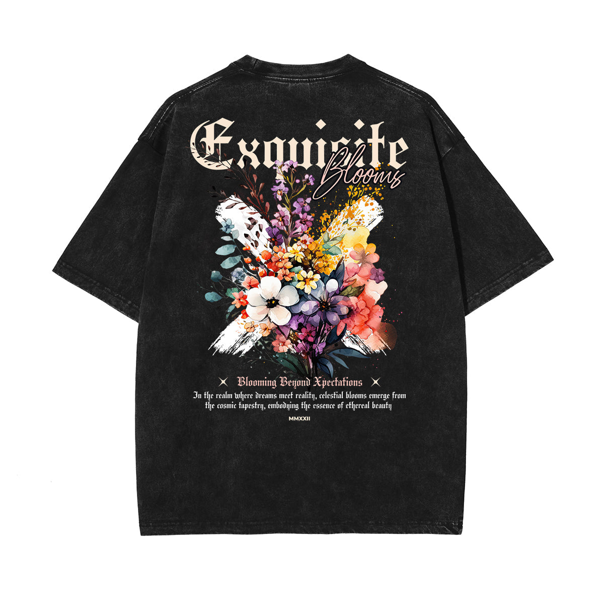 Stone-Washed Flower Graphic T-Shirt