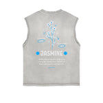 Frayed-Edge Flower Graphic Tank Top