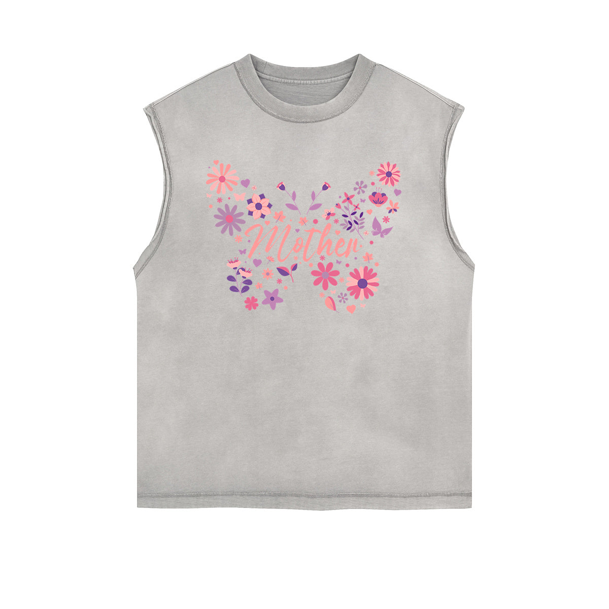 Frayed-Edge Flower Graphic Tank Top
