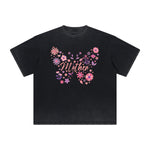 Vintage-Style Frayed Flower Graphic Tee