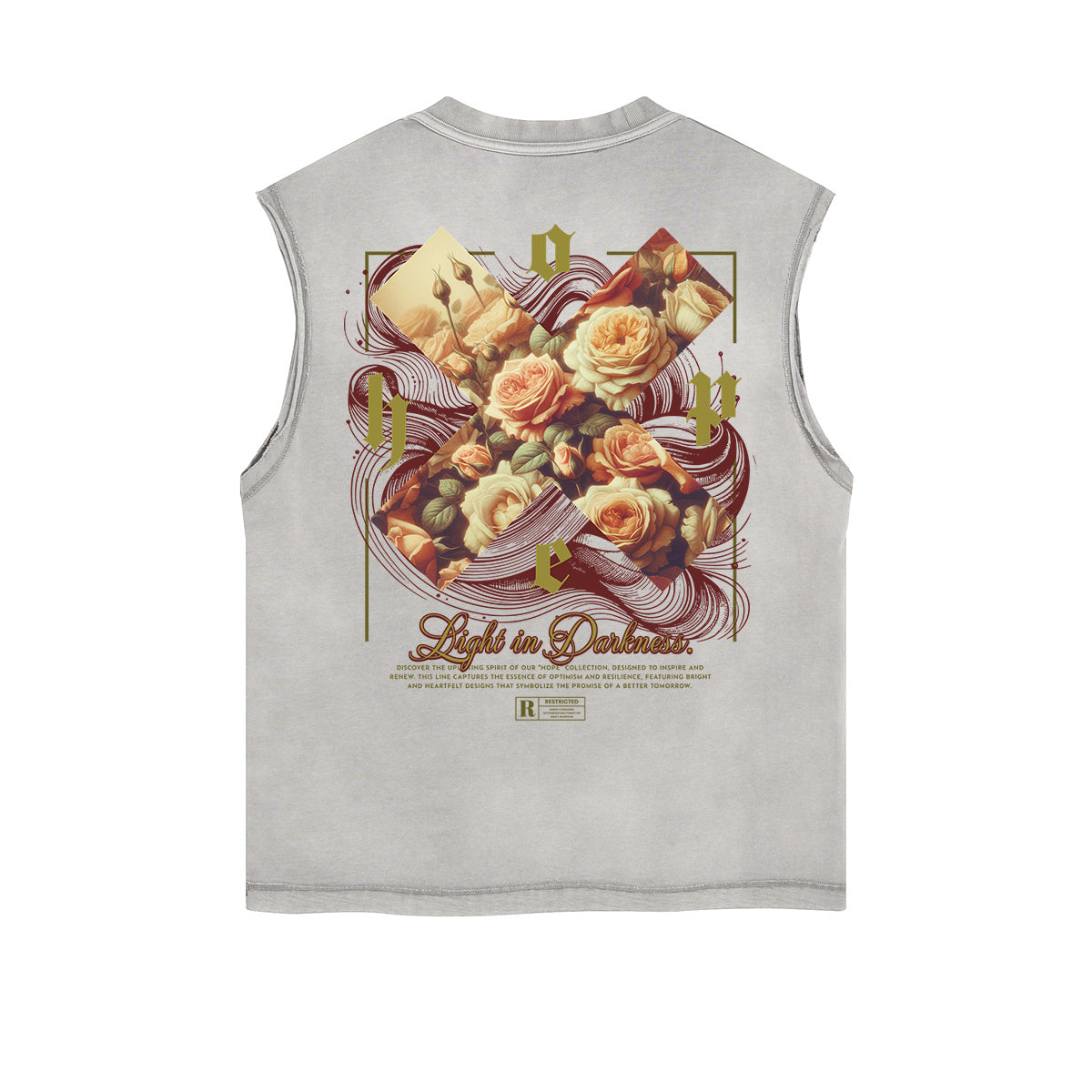 Frayed-Edge Flower Graphic Tank Top
