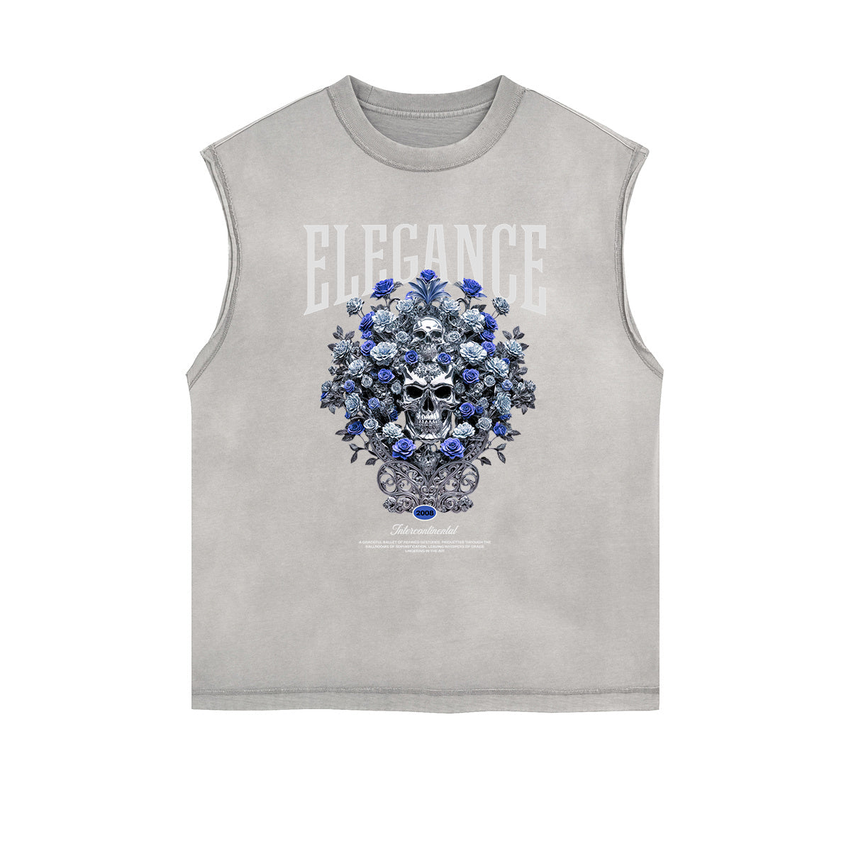 Frayed-Edge Flower Graphic Tank Top