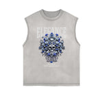Frayed-Edge Flower Graphic Tank Top