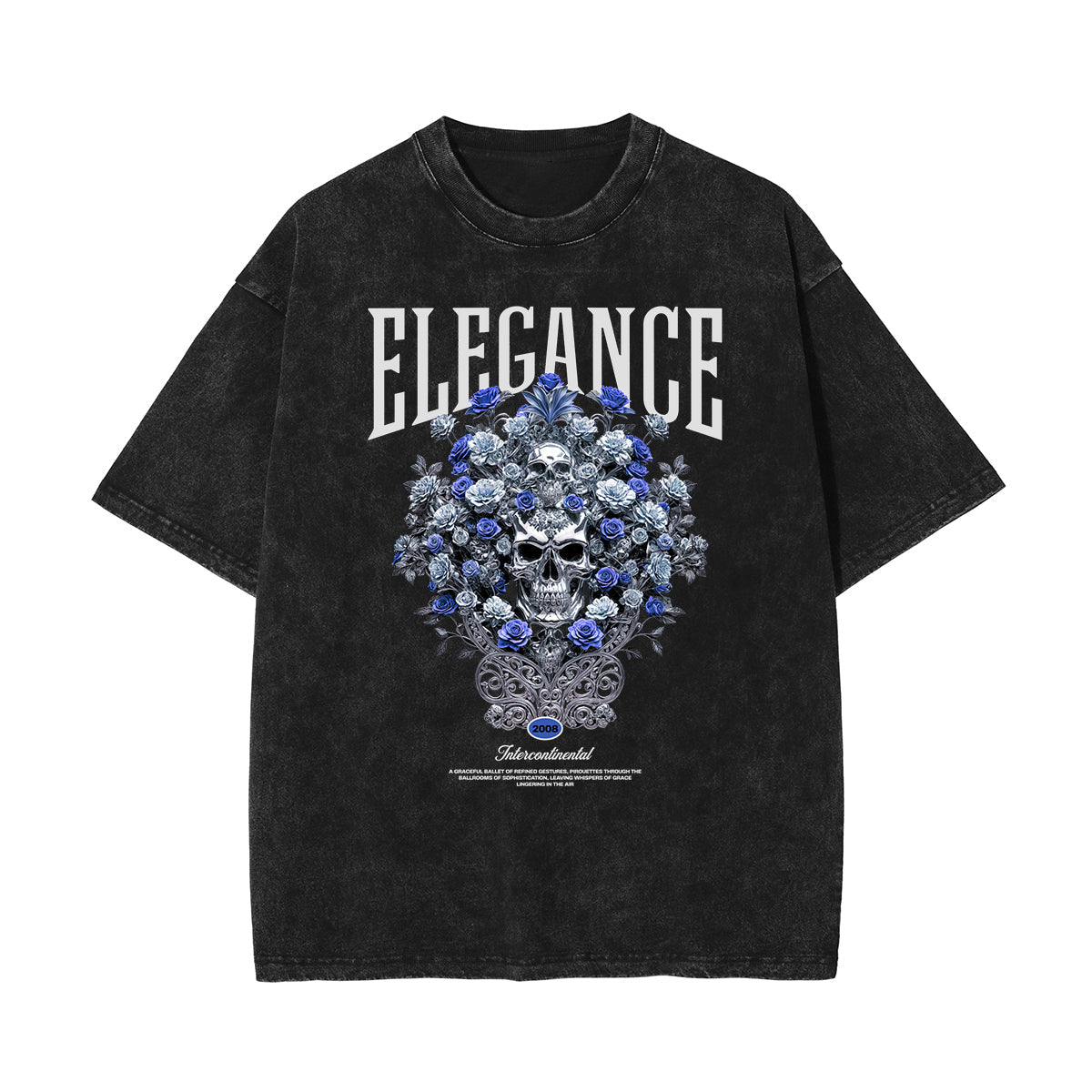 Stone-Washed Flower Graphic T-Shirt