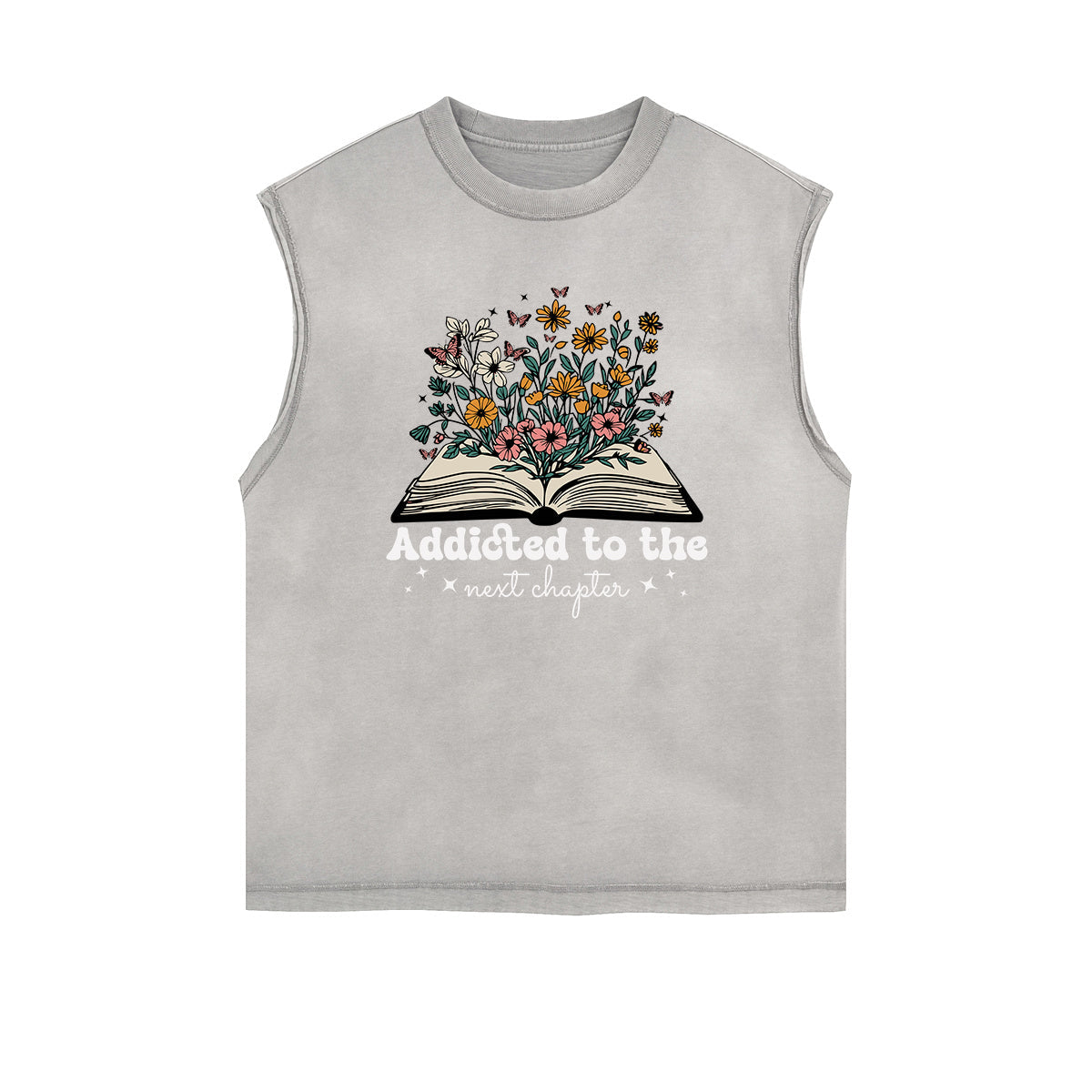 Frayed-Edge Flower Graphic Tank Top