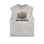 Frayed-Edge Flower Graphic Tank Top