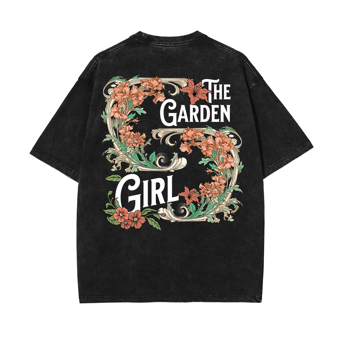 Stone-Washed Flower Graphic T-Shirt