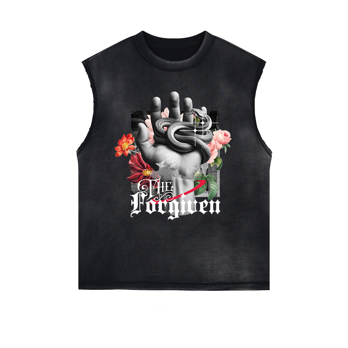 Distressed Flower Graphic Muscle Tank