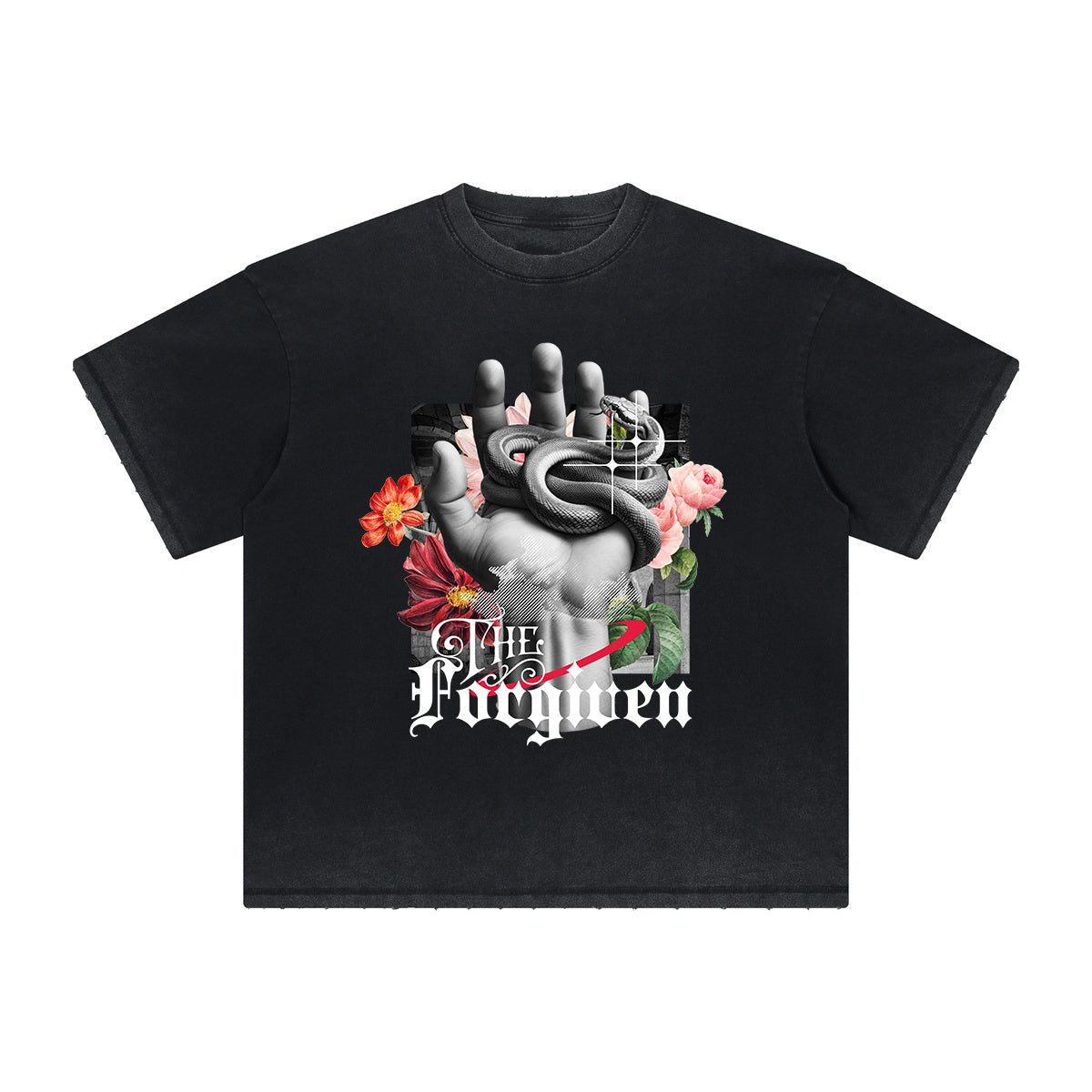 Vintage-Style Frayed Flower Graphic Tee