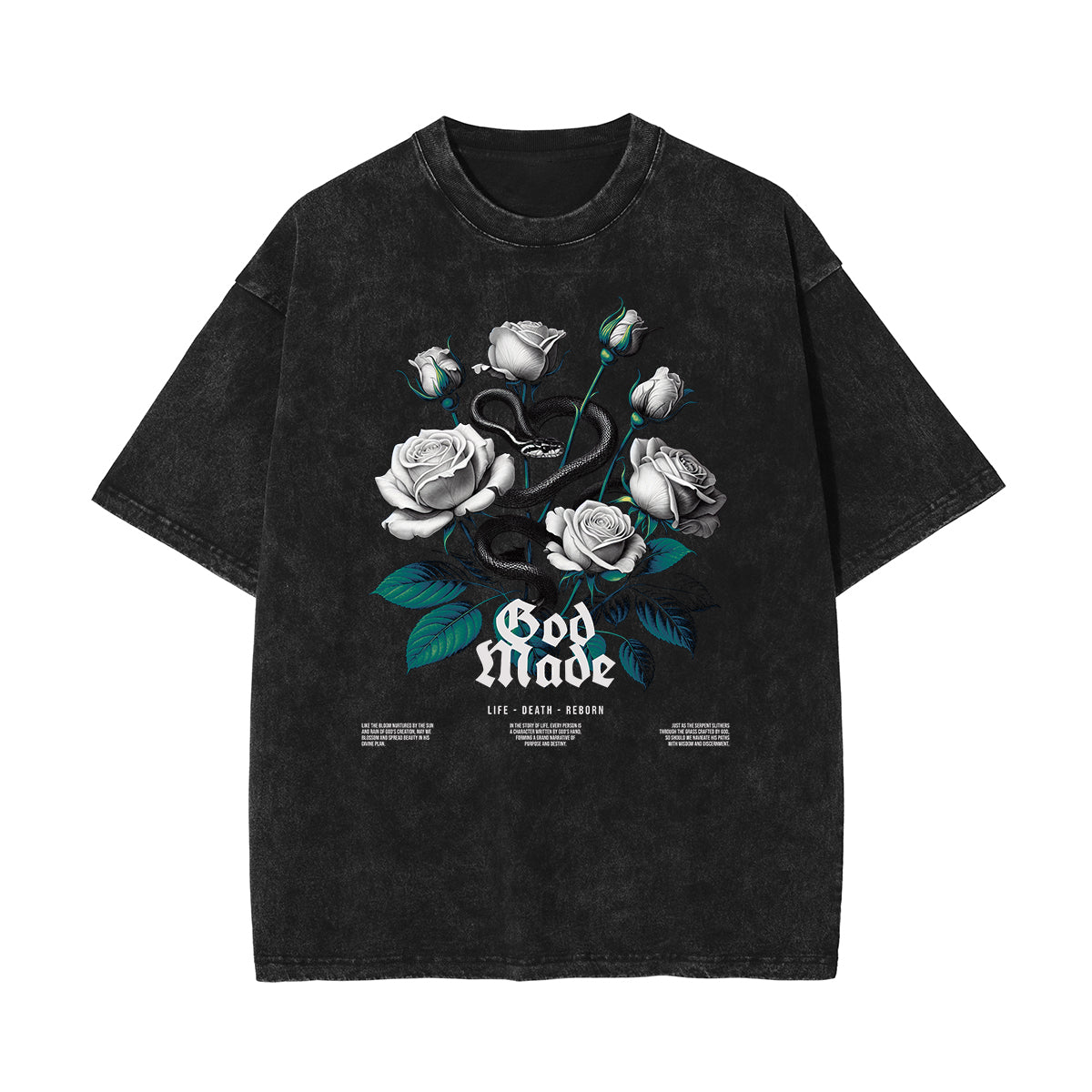 Stone-Washed Flower Graphic T-Shirt
