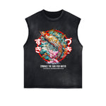 Distressed Flower Graphic Muscle Tank