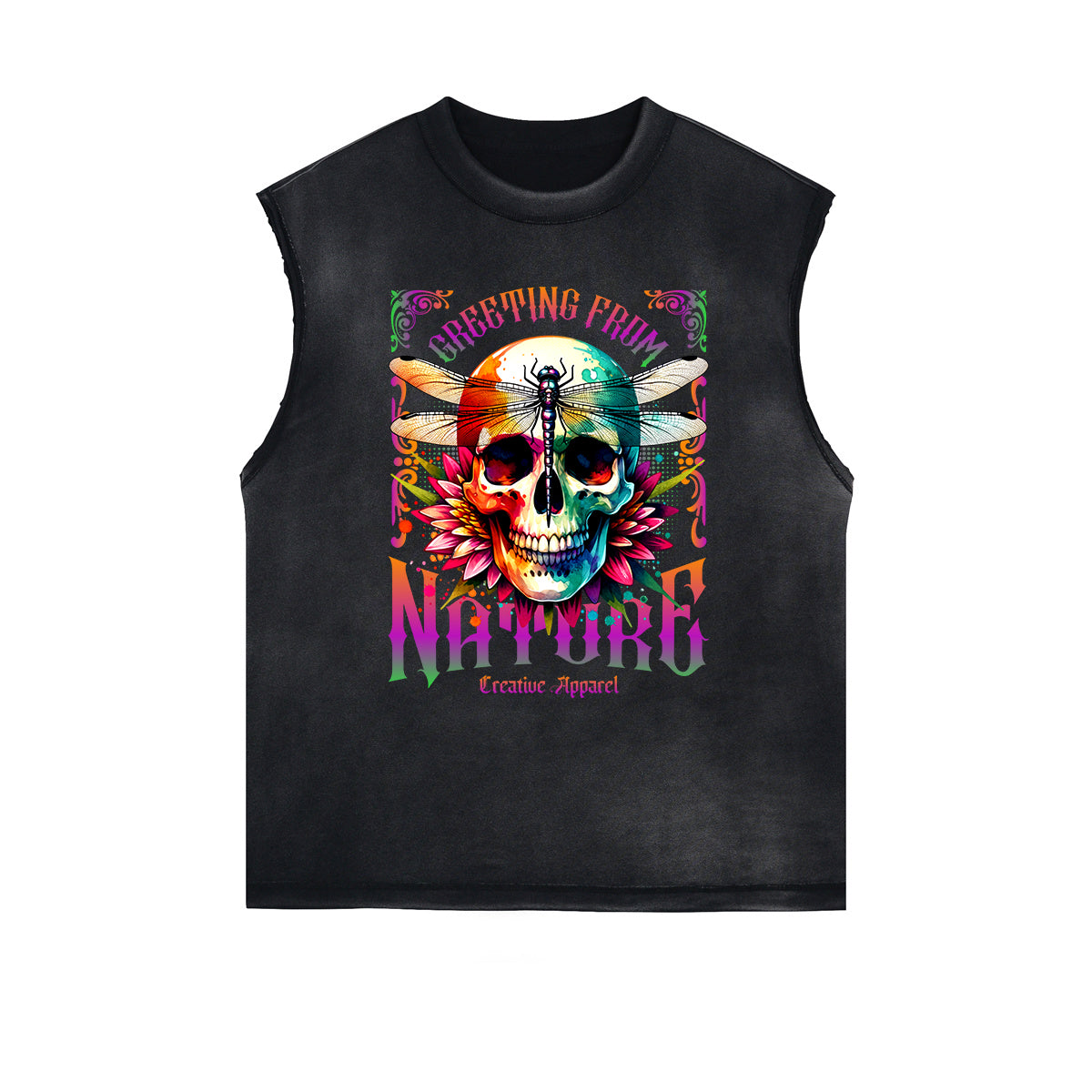 Distressed Flower Graphic Muscle Tank