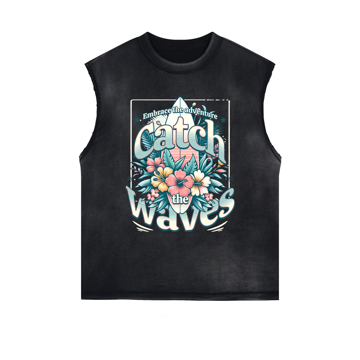 Distressed Flower Graphic Muscle Tank