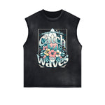 Distressed Flower Graphic Muscle Tank
