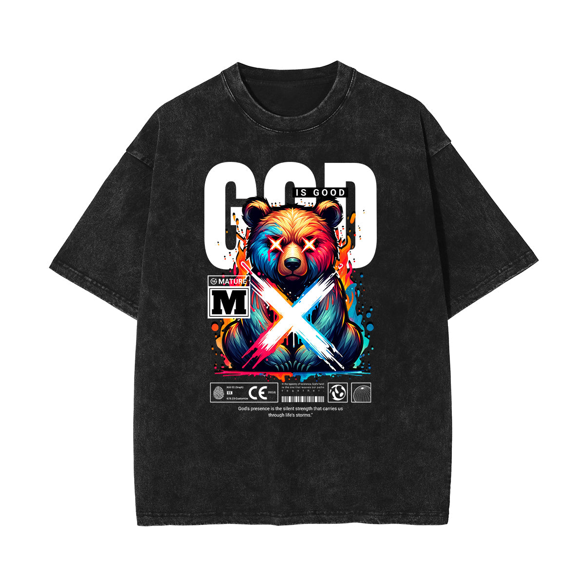 Washed Creepy Bear Graphic Cotton Tee