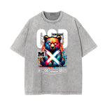 Stone Wash Creepy Bear Graphic T-Shirt