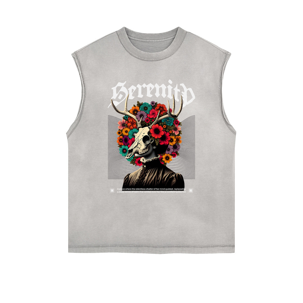 Frayed-Edge Flower Graphic Tank Top
