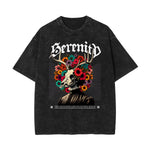 Stone-Washed Flower Graphic T-Shirt