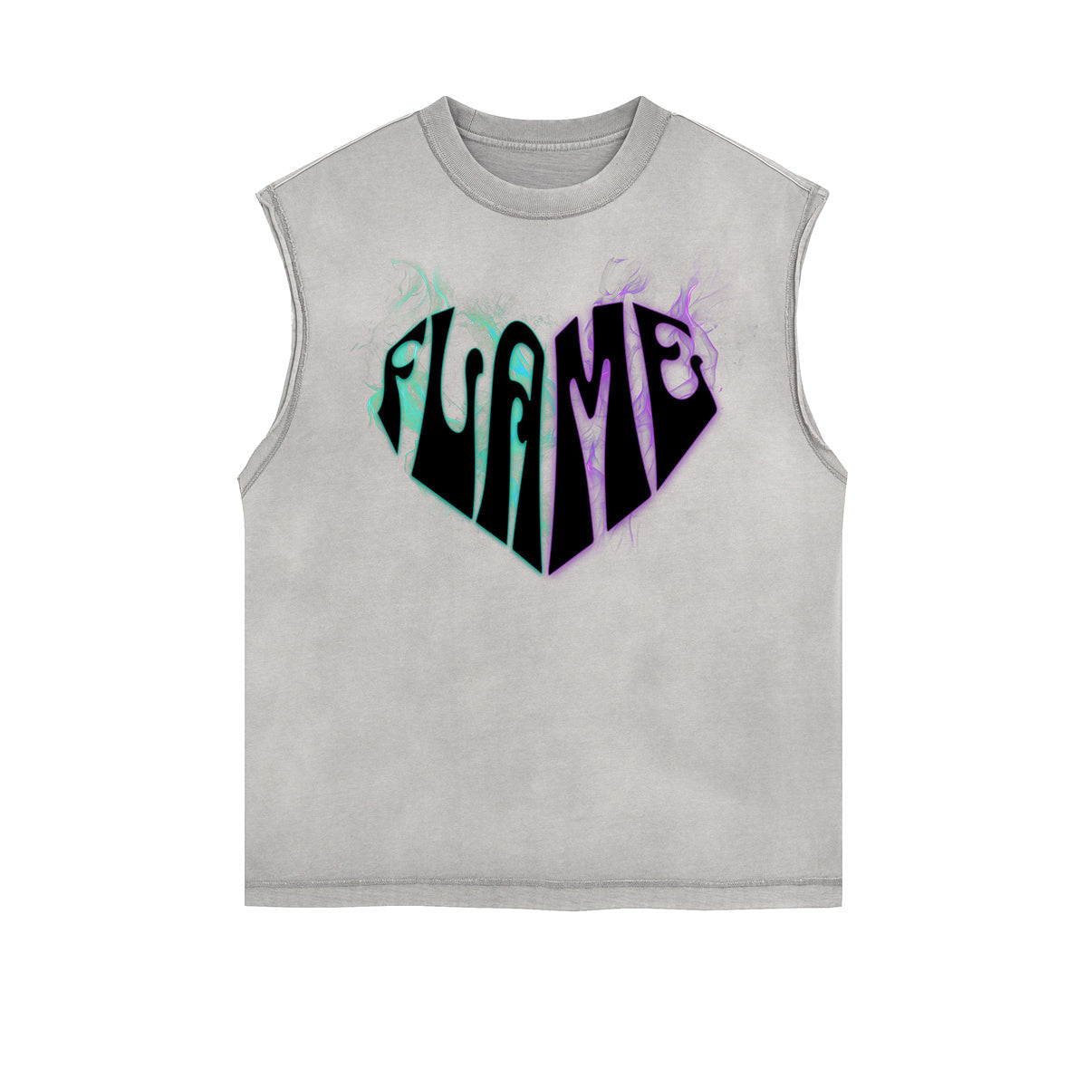 Frayed-Edge Flame Graphic Tank Top
