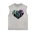 Frayed-Edge Flame Graphic Tank Top