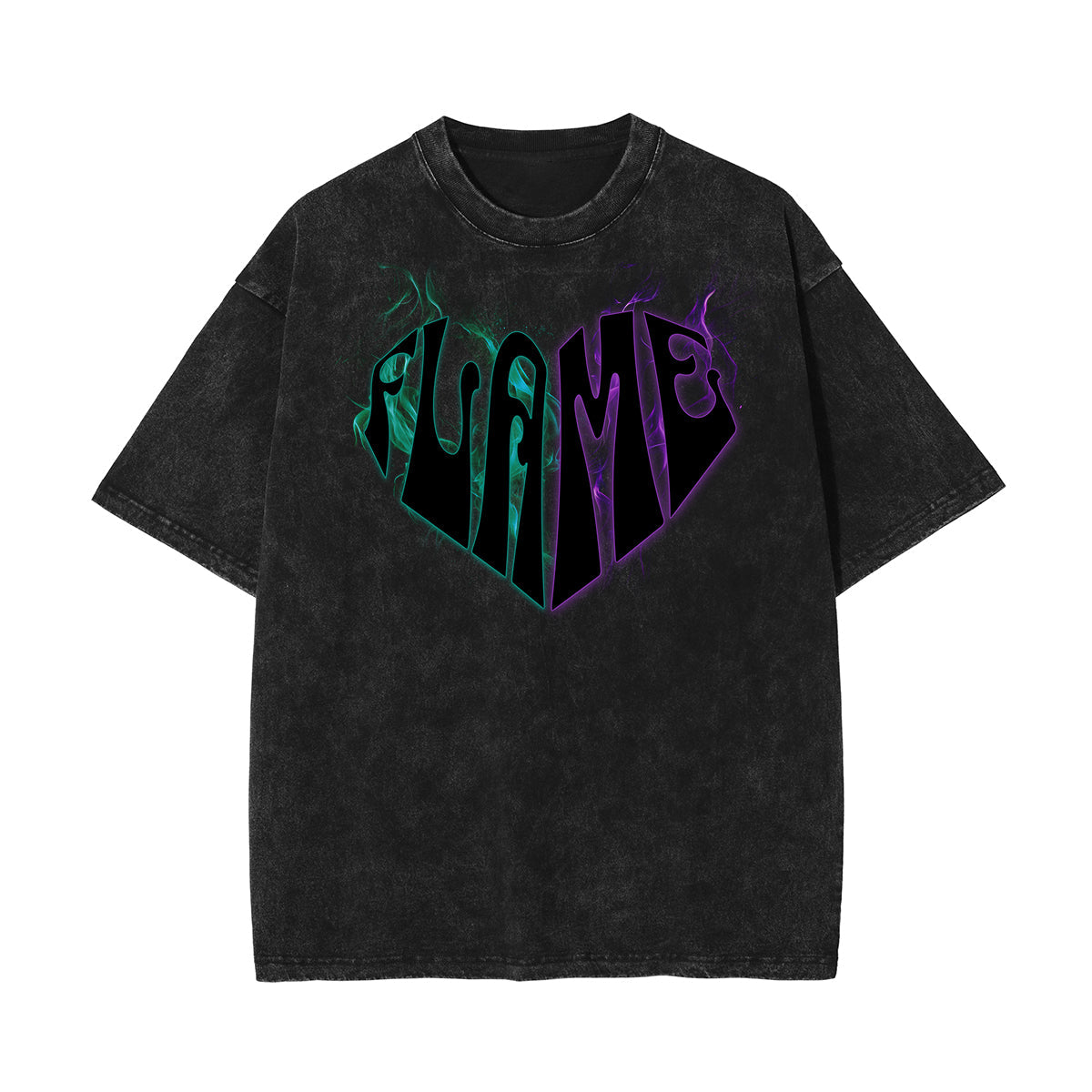 Stone-Washed Flame Graphic T-Shirt