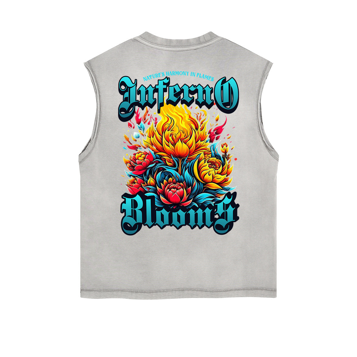 Frayed-Edge Flame Graphic Tank Top