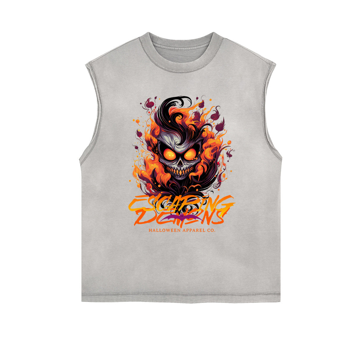 Frayed-Edge Flame Graphic Tank Top