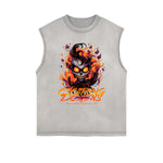 Frayed-Edge Flame Graphic Tank Top