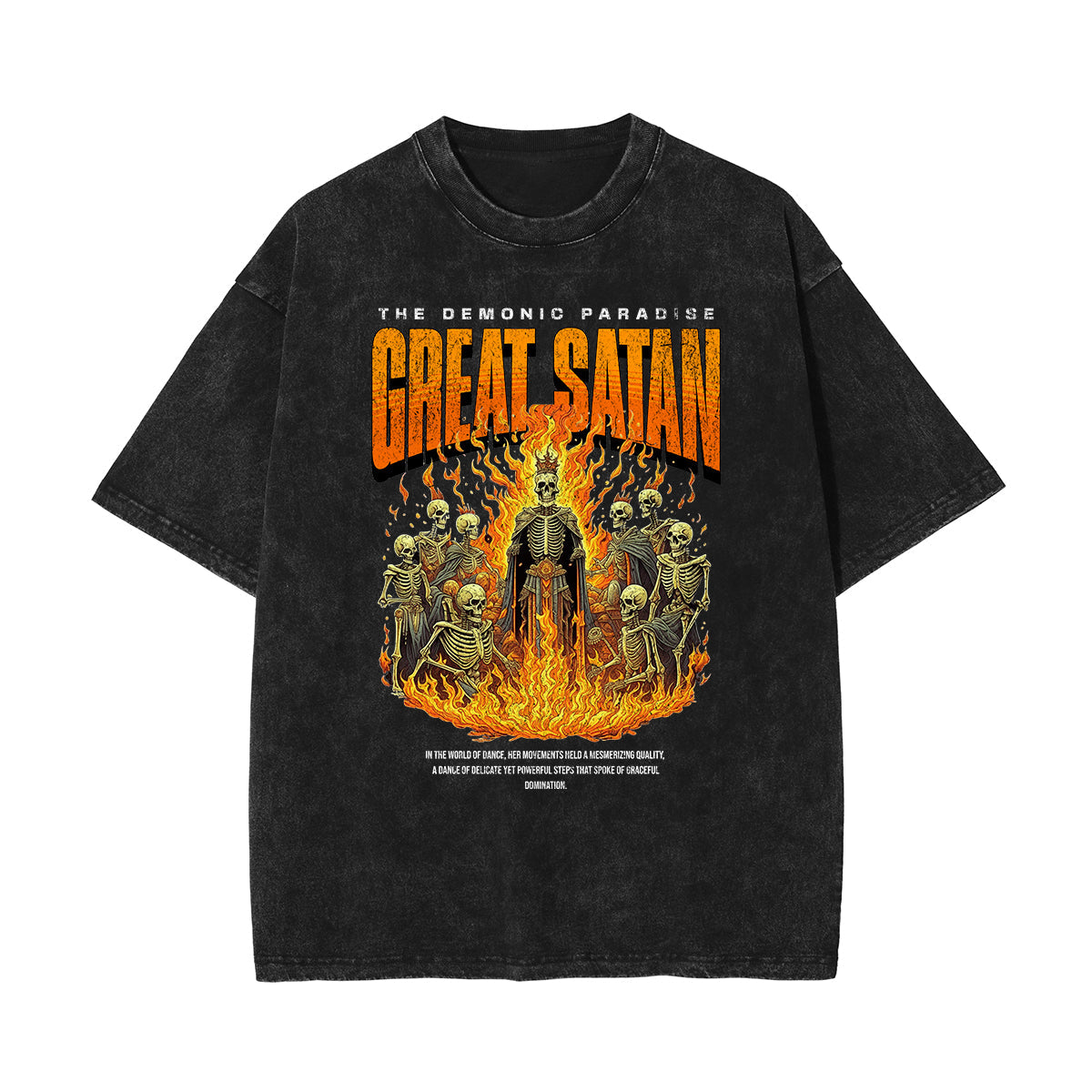 Stone-Washed Flame Graphic T-Shirt