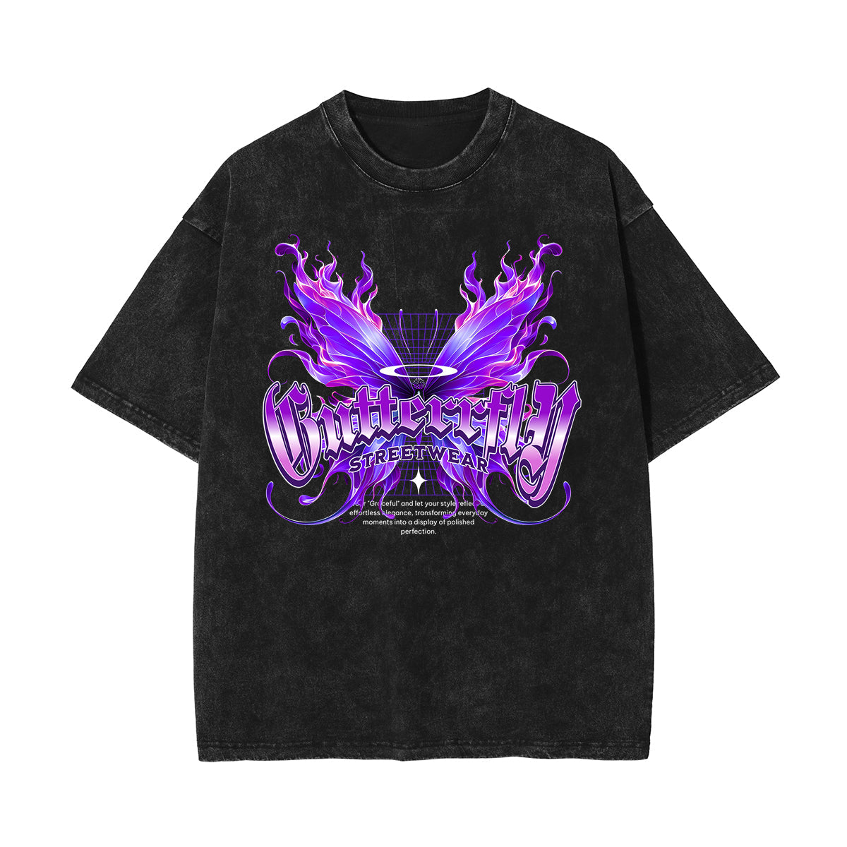 Stone-Washed Flame Graphic T-Shirt