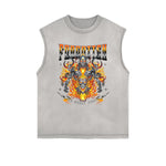Frayed-Edge Flame Graphic Tank Top