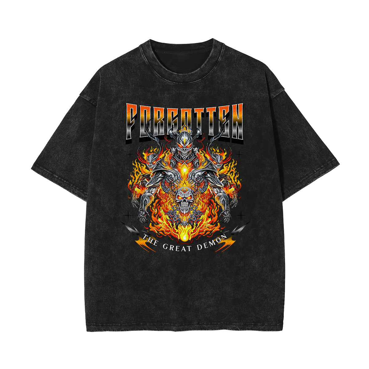 Stone-Washed Flame Graphic T-Shirt