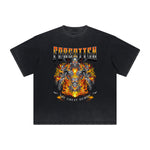 Vintage-Style Frayed Flame Graphic Tee