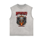 Frayed-Edge Flame Graphic Tank Top