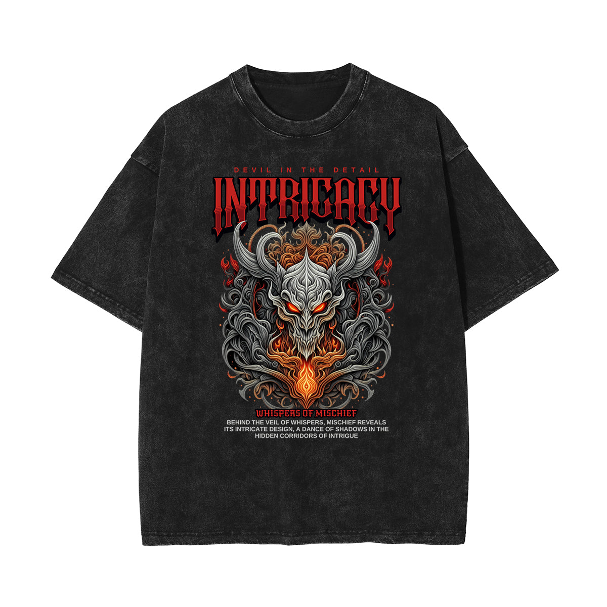 Stone-Washed Flame Graphic T-Shirt