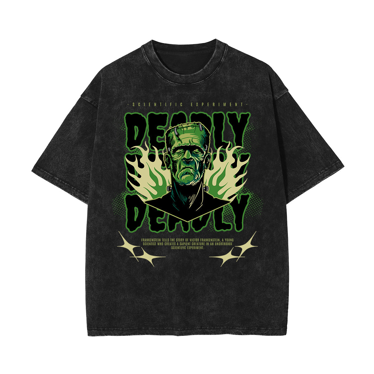 Stone-Washed Flame Graphic T-Shirt