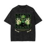 Stone-Washed Flame Graphic T-Shirt