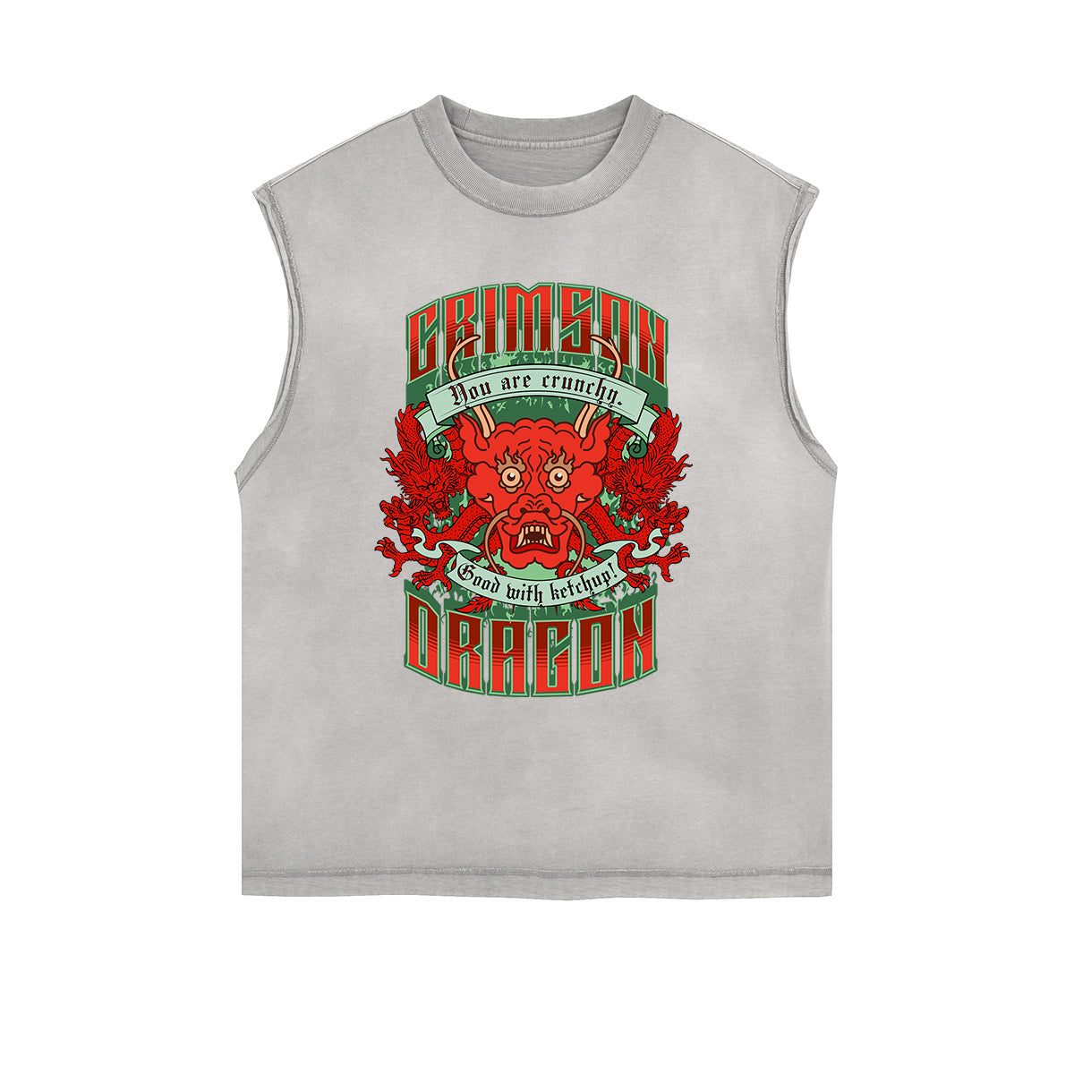 Frayed-Edge Flame Graphic Tank Top