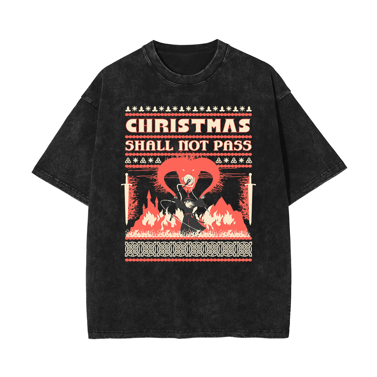 Stone-Washed Flame Graphic T-Shirt