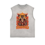 Frayed-Edge Flame Graphic Tank Top