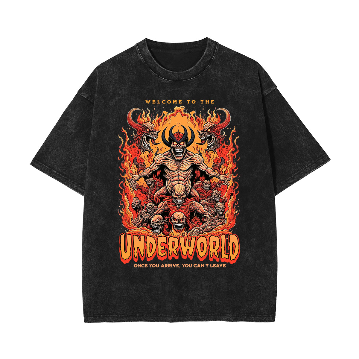 Stone-Washed Flame Graphic T-Shirt