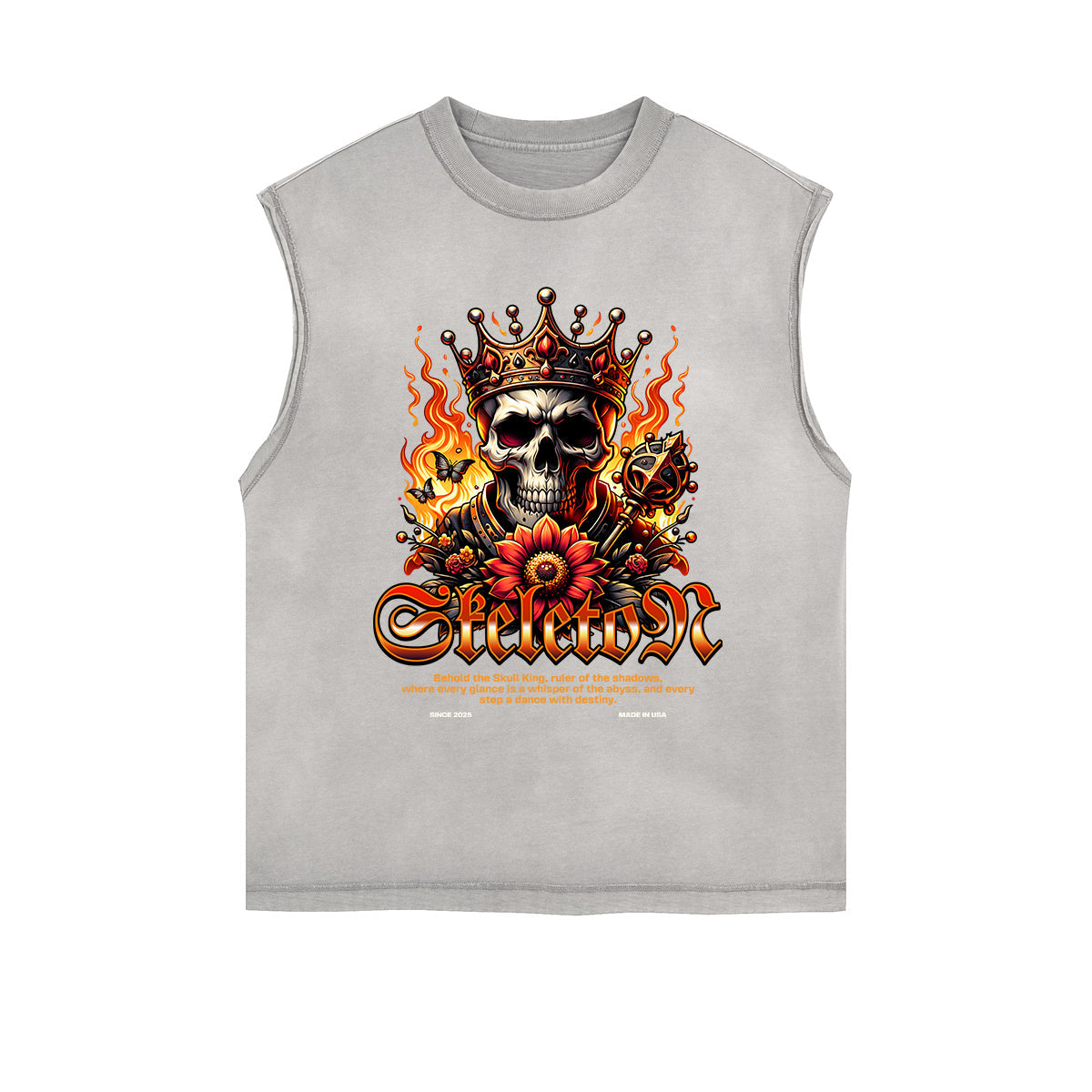 Frayed-Edge Flame Graphic Tank Top
