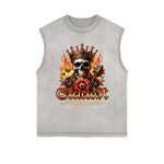 Frayed-Edge Flame Graphic Tank Top