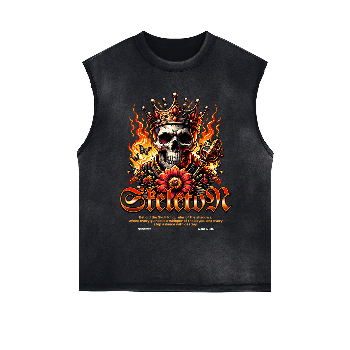 Distressed Flame Graphic Muscle Tank