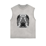 Frayed-Edge Flame Graphic Tank Top