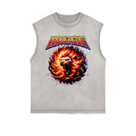 Frayed-Edge Flame Graphic Tank Top