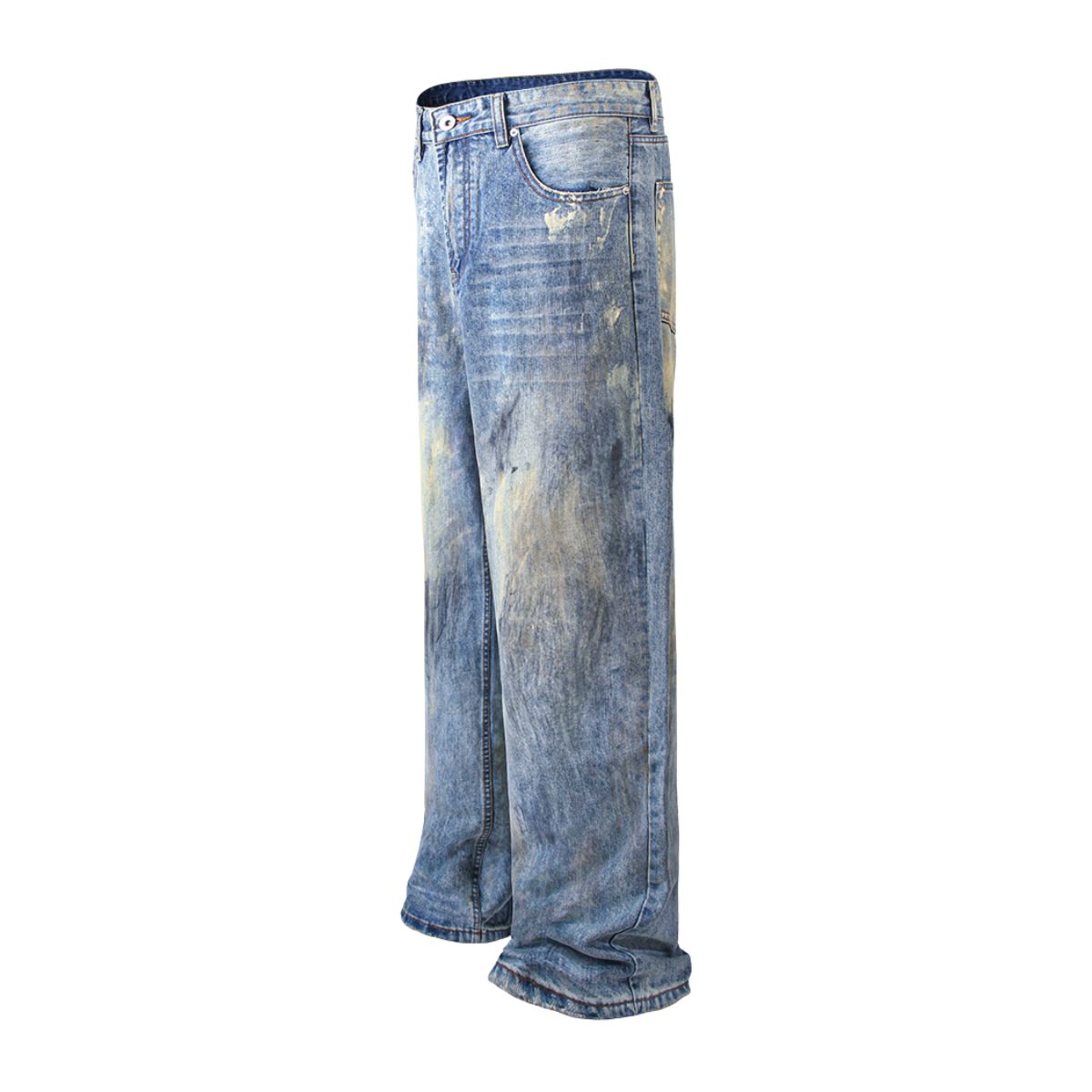 Distressed Brushstroke Fade Loose Baggy Jeans