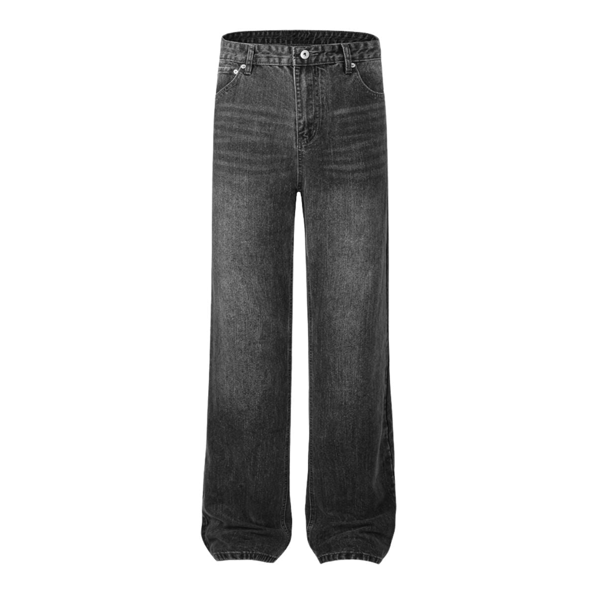 Washed Black Loose-Straight Jeans