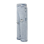 Light Blue Distressed Ripped Straight Jeans